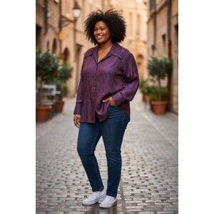 Women's Vintage Prestige Shiny  Purple To redish Changes  Long Sleeve XXL